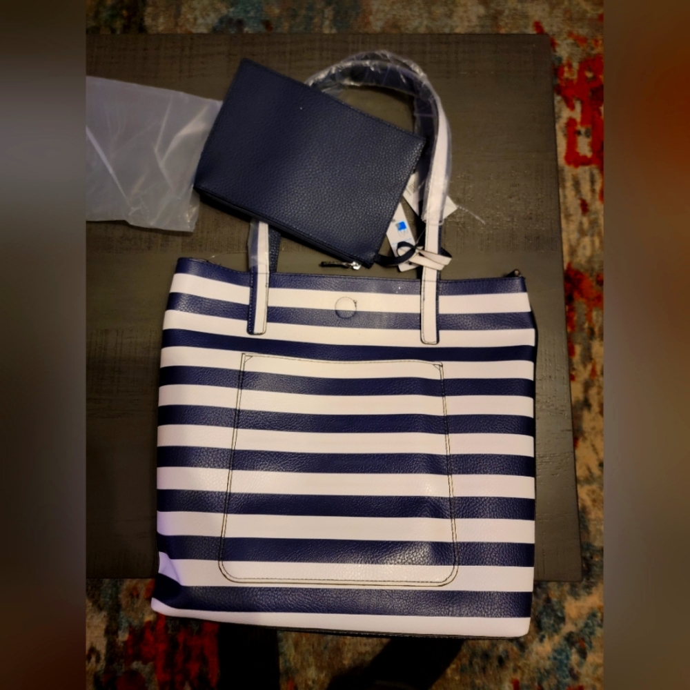 Brand New Navy and White Stripe Tote Bag